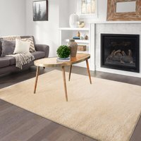 Super Soft Fluffy Thick Pile Shimmer Shaggy Area Rugs - Light Beige / Medium / 5.6kg