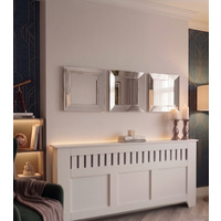 3x Silver Bevelled Edges 3D Wall Plastic Mirror Square Frame 39.5 X 39.5 X 3 CM - Silvery