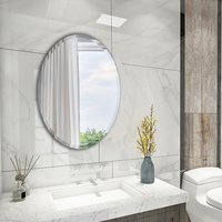 Bathroom Frameless Oval Wall Mounted Mirror - White / 40cm(W) x 60cm(H)