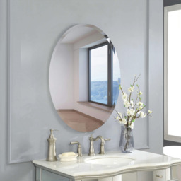 Bathroom Frameless Oval Wall Mounted Mirror - White / 40cm(W) x 60cm(H) - thumbnail 2