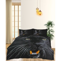 Animal 3D Panel Printed Premium Polycotton Duvet Cover Set - Panther / Double / Panther - thumbnail 4