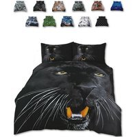Animal 3D Panel Printed Premium Polycotton Duvet Cover Set - Panther / Double / Panther