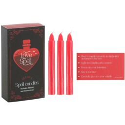 Set of 3 Unscented Love Spell Candles in a Box - Red - thumbnail 2