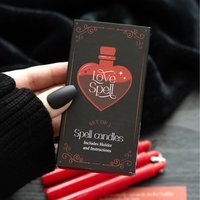 Set of 3 Unscented Love Spell Candles in a Box - Red