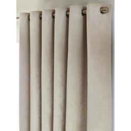 Chenille Blackout Ring Top Eyelet Curtains - Cream / 168cm / 229cm - thumbnail 2