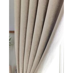 Chenille Blackout Ring Top Eyelet Curtains - Cream / 168cm / 229cm - thumbnail 4