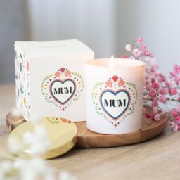 Mum Folk Heart French Tulip Candle Calming Gift for Mothers Day - White - thumbnail 4