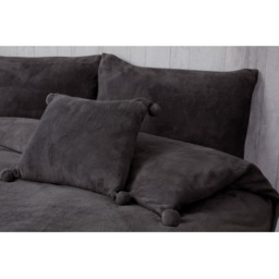 Pom Pom Fleece Polyester Duvet Set With Pillowcase - Charcoal / Single - thumbnail 2