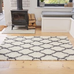 Super Soft Scandi Trellis Shaggy Area Rug - Cream / 150 x 80cm - thumbnail 3