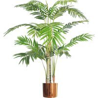 Realistic Artificial Areca Palm pot Copper Metal Planter - Green