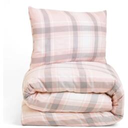 Dreamscene Aspen 100 Brushed Cotton Duvet Cover with Pillowcases - Pink / King - thumbnail 3