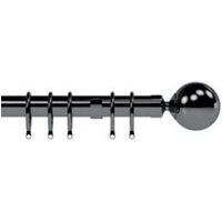 28mm Nikola Polished Graphite Ball End Metal Curtain Pole Set - Polished Graphite / 200cm