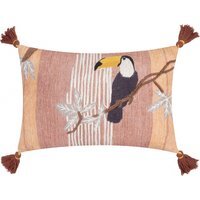 Treetop Toucan Embroidered Cushion - Natural / 80 Feather 20 Polyester - image 1