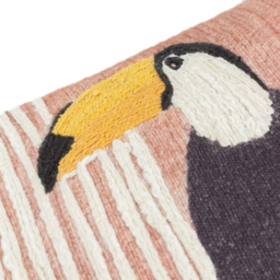 Treetop Toucan Embroidered Cushion - Natural / 80 Feather 20 Polyester - thumbnail 4