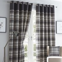 Orleans Eyelet Curtains - Charcoal / 168cm / 183cm / Curtain pair