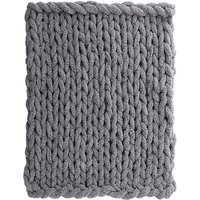 Dark Grey Chunky Knit Throw Blanket - Dark Grey - thumbnail 1