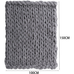 Dark Grey Chunky Knit Throw Blanket - Dark Grey - thumbnail 2