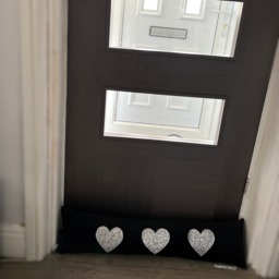 Plush Black Love Heart Glitter Draught Excluder - Black - thumbnail 2