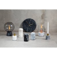 Lamonte 30cm Dia Black Marble Wall Clock - Black