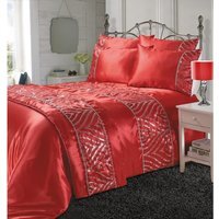 Shimmer Duvet Cover Set - Red / Superking