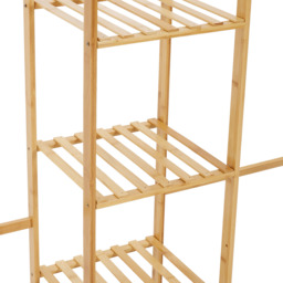 Wooden Coat Rack with Side Hooks and Multiple Shelves - Natural - thumbnail 4