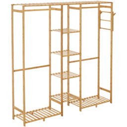 Wooden Coat Rack with Side Hooks and Multiple Shelves - Natural - thumbnail 3