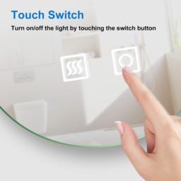 Round Bathroom Mirror with 3 Colours Lights, Backlit - White / 90cm - thumbnail 5