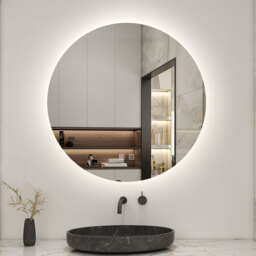 Round Bathroom Mirror with 3 Colours Lights, Backlit - White / 90cm - thumbnail 4