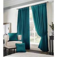 Adiso Pencil Pleat Taped Top Curtains - Teal / 137cm / 168cm