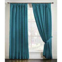 Adiso Pencil Pleat Taped Top Curtains - Teal / 137cm / 168cm - thumbnail 2
