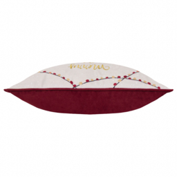 Joy To All Embroidered Velvet Polyester Filled Cushion 50 x 30cm - Snow Berry - thumbnail 4