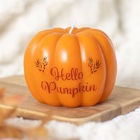 Hello Pumpkin Shaped Candle Autumn Cozy Home Decor - Orange - thumbnail 1