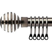16-19mm Geneva Extendable Durable Metal Curtain Pole Set - Black Silk / 160cm