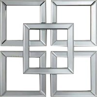 Large Geo Mirror 5 Square Style Art Decor Decorative Mirror x1 - Silver