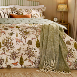 Fable Printed Reversible Cotton Blend Duvet Cover Set - Cream / Single - thumbnail 3