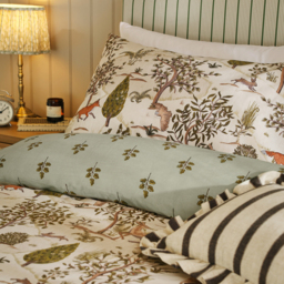 Fable Printed Reversible Cotton Blend Duvet Cover Set - Cream / Single - thumbnail 2