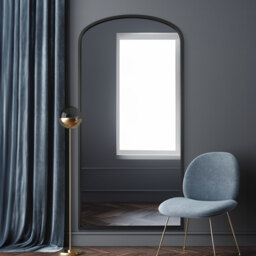 Angustus Metal Framed Arched Wall Leaner Mirror 170cm - Black - thumbnail 5