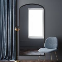 Angustus Metal Framed Arched Wall Leaner Mirror 170cm - Black