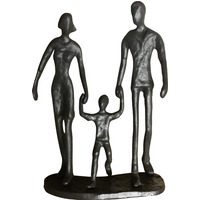 Family of 3 Holding Hands Figurine - Black