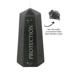 Protection Crystal Candle With Hidden Obsidian Stone - Black - thumbnail 3