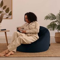 icon Kingston Classic Velvet Bean Bag - Midnight Blue