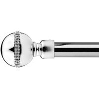 16-19mm Bejeweled Extendable Eyelet Metal Curtain Pole Set - Chrome / 120cm