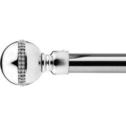 16-19mm Bejeweled Extendable Eyelet Metal Curtain Pole Set - Chrome / 120cm - thumbnail 2