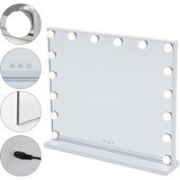 Adjustable Rectangular Hollywood  Makeup Mirror - White