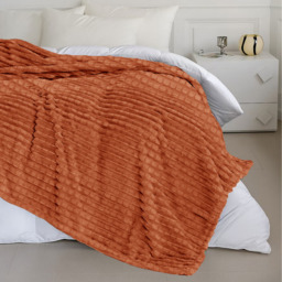 Snug Soft Chunky Waffle Plush Throw Blanket - Rust / 150cm - thumbnail 3
