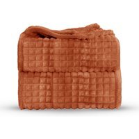 Snug Soft Chunky Waffle Plush Throw Blanket - Rust / 150cm