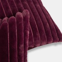 OHS Faux Fur Thick Ribbed Cushion Covers - Burgundy / 45cm / Machine washable at 30°C. Tumble dry friendly. Do not bleach or iron. / 2