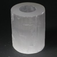 Selenite Candle Holder Translucent Crystal Decor - White