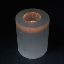 Selenite Candle Holder Translucent Crystal Decor - White - thumbnail 4