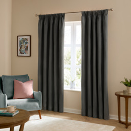Ultimate Velvet Room Darkening Pencil Pleat Curtain Pair - Charcoal / 117cm / 137cm - thumbnail 2